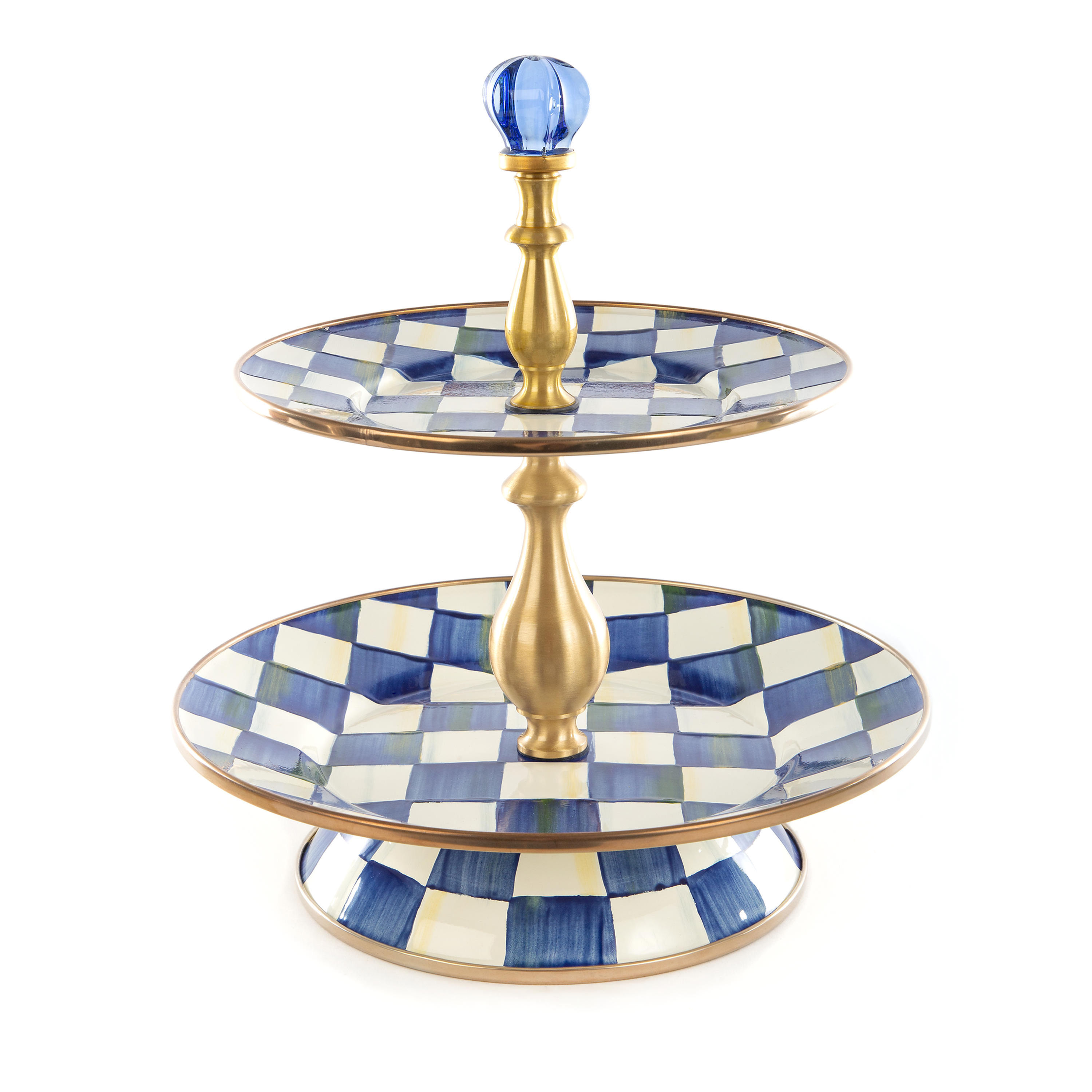 MacKenzie-Childs Royal Check Two Tier Cake Stand