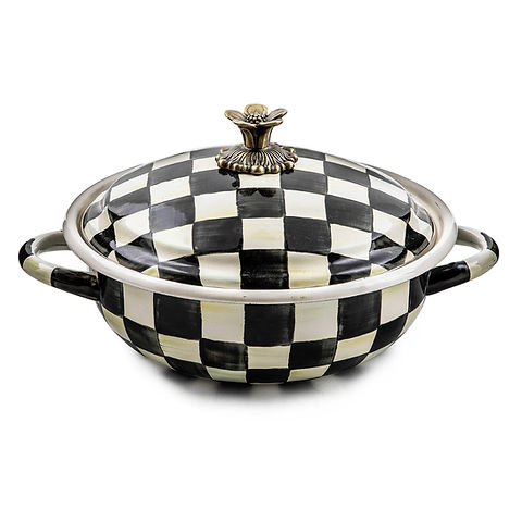 Courtly Check Enamel Casserole - Medium | MacKenzie Childs UK