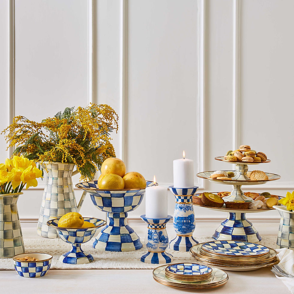 Thumbnail: Royal Check Enamel Compote - Large