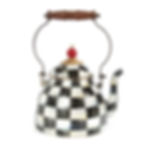Mackenzie-Childs Courtly Check, Black and White Checked Tea Kettle - 2 quart