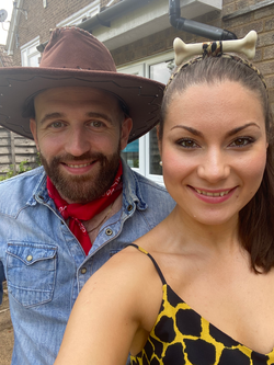 Alan Grant and Pebbles Flinstone celebrating Iain's 30th