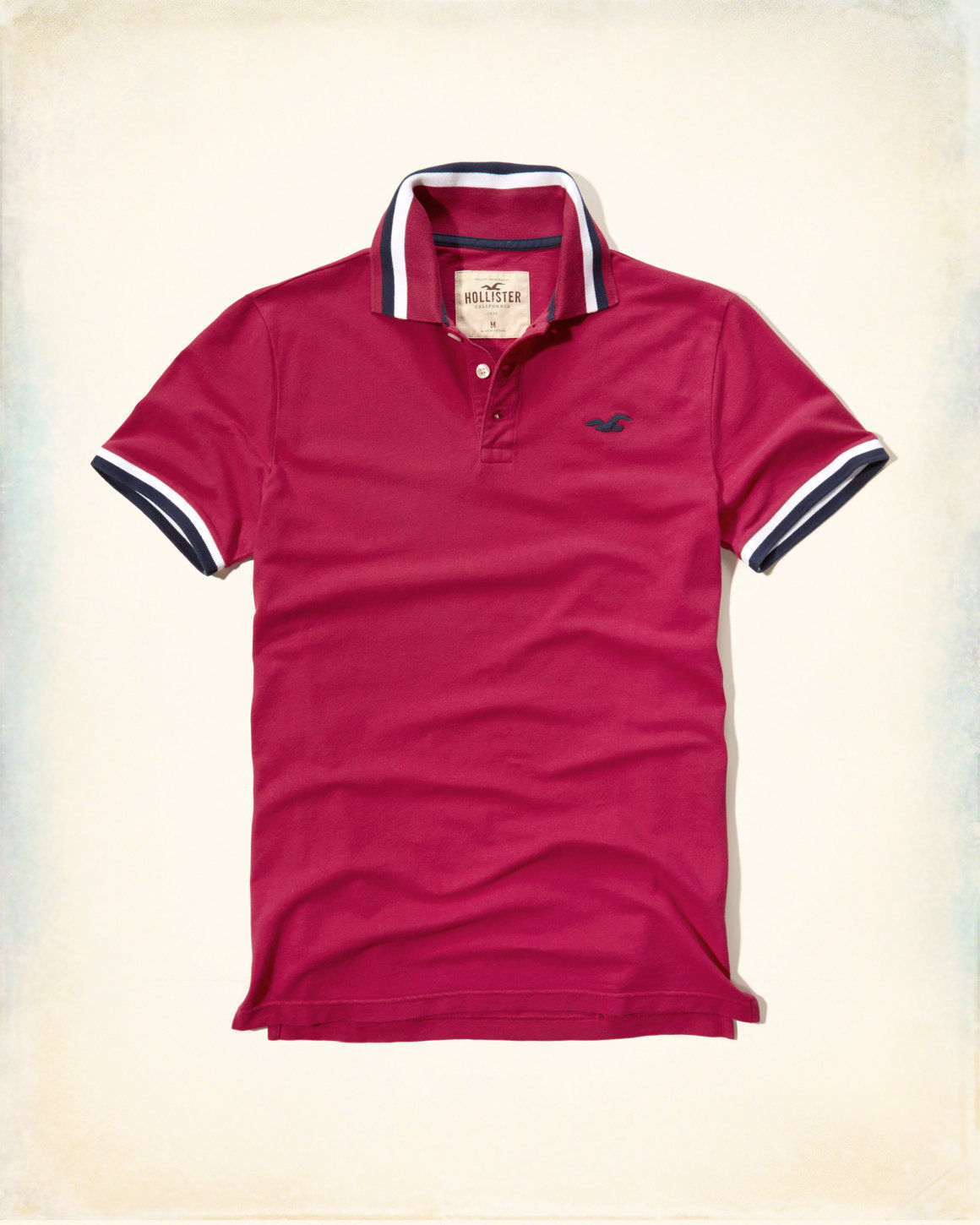 CAMISA POLO SLIM ROSA - DETALHES EM AZUL E BRANCO