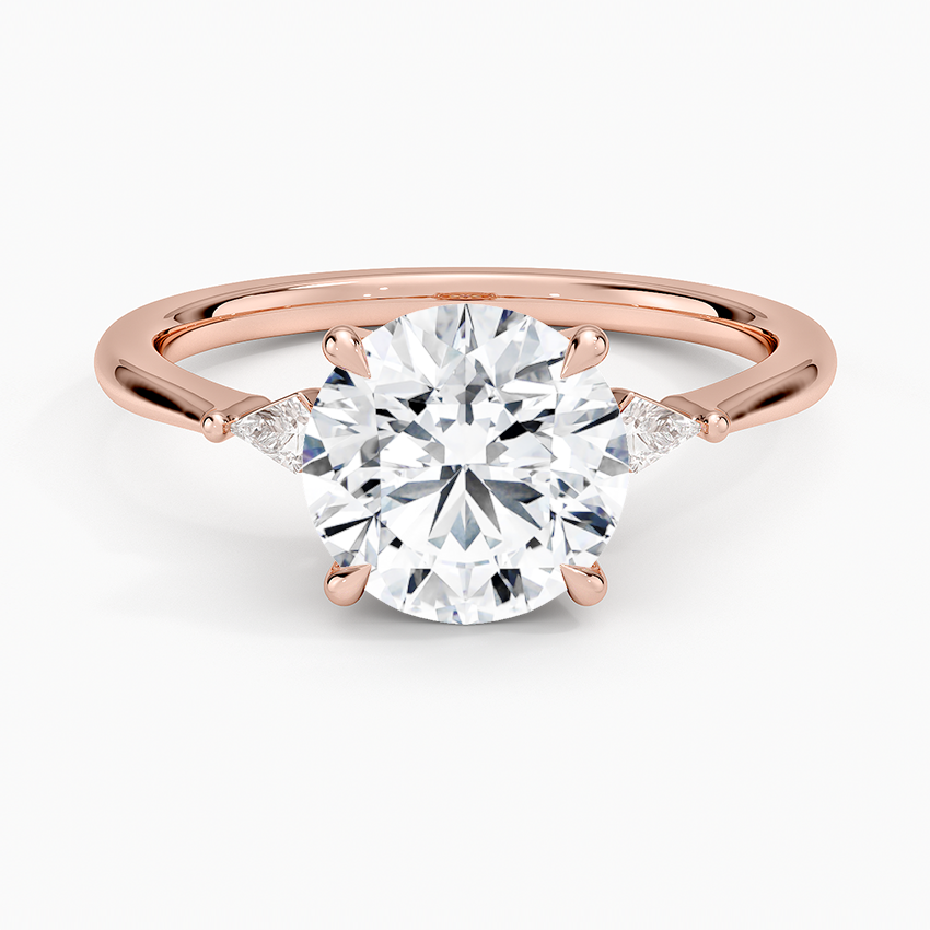 Thumbnail: Leah - 14k Round Cut Center with Two Pear Side Stones