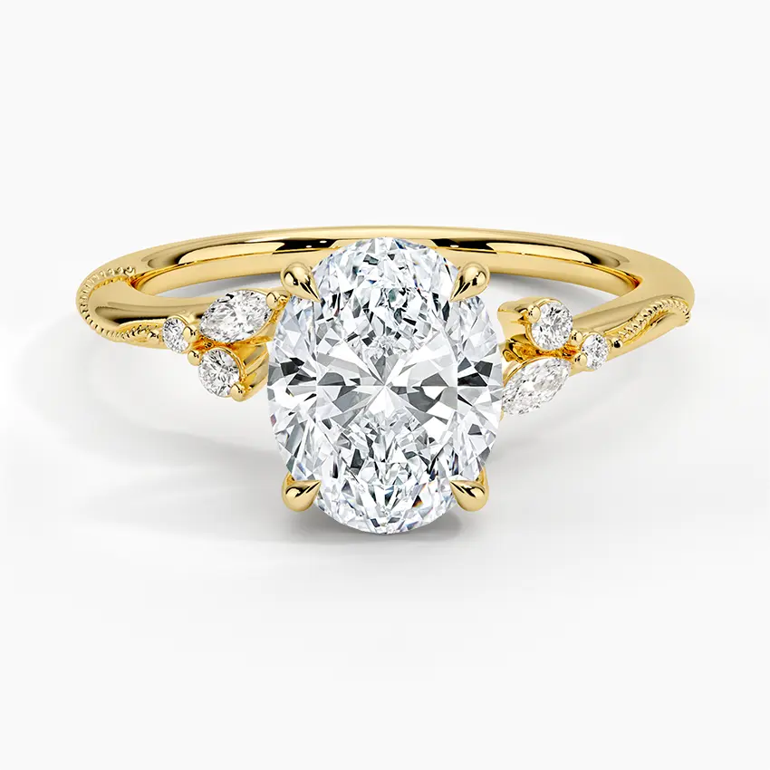 Thumbnail: Maria - 14k Oval Cut Center with Vine Accent Band