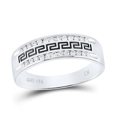 14k White Gold Round Diamond Grecco Wedding Band Ring 1/4 Cttw