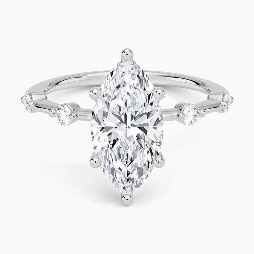 Miniature : Rylee - 14k Marquise Cut Center with Round Studded Band