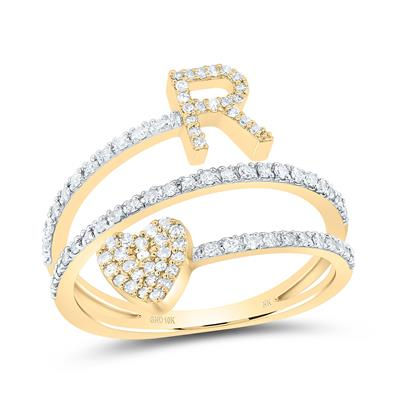 3/8CTW-DIA NK GIFT INITIAL "R" HEART LADIES RING