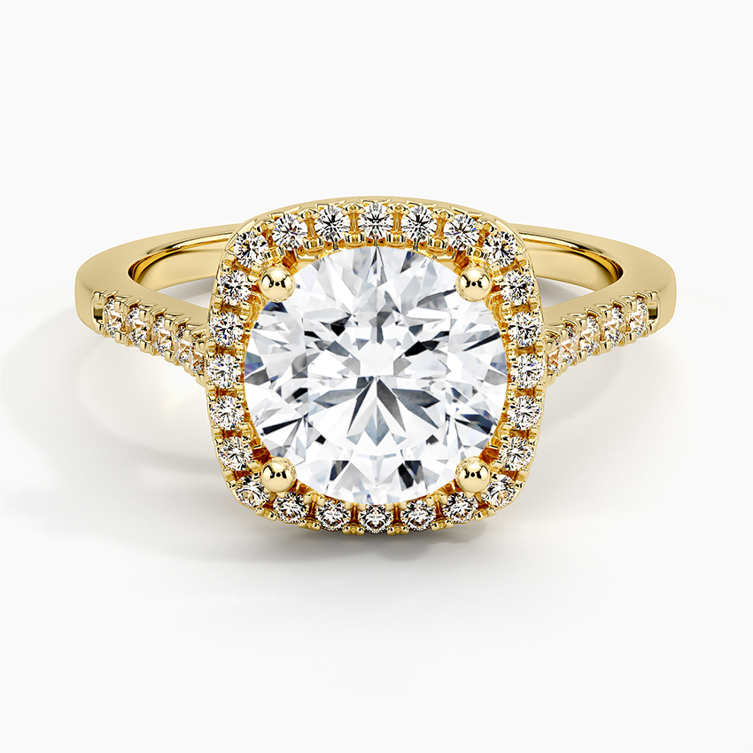 Miniatura: Reneé - 14k Round Center with Halo and Pavé Band