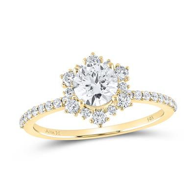 14k Yellow Gold Round Diamond Engagement Ring 1 Cttw (Certified)