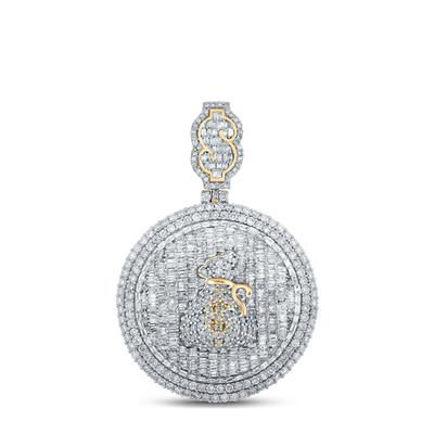 10k Yellow Gold Baguette Diamond Money Bag Circle Charm Pendant 5 Cttw
