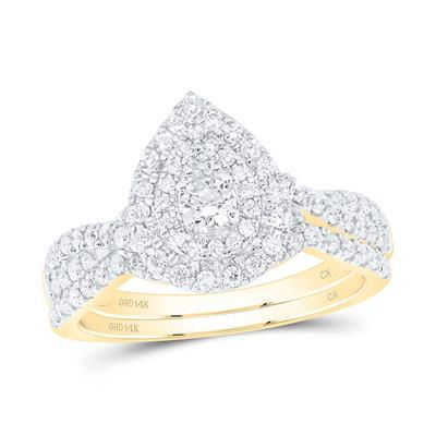 3/4CTW-DIA CN PEAR DOUBLE HALO BRIDAL SET