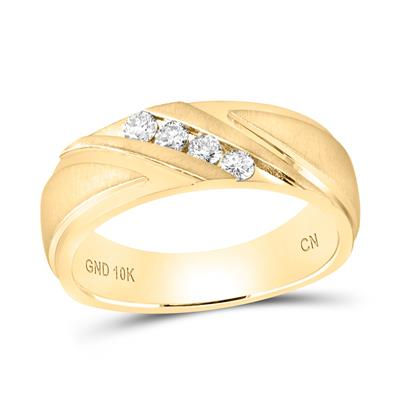 10k Yellow Gold Round Diamond Wedding Band 1/4 Cttw