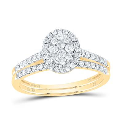 3/8CTW-DIA CN OVAL SINGLE HALO BRIDAL SET