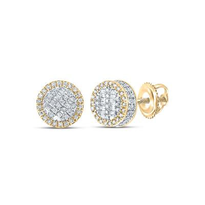 10k Yellow Gold Baguette Diamond Circle Earrings 1/2 Cttw