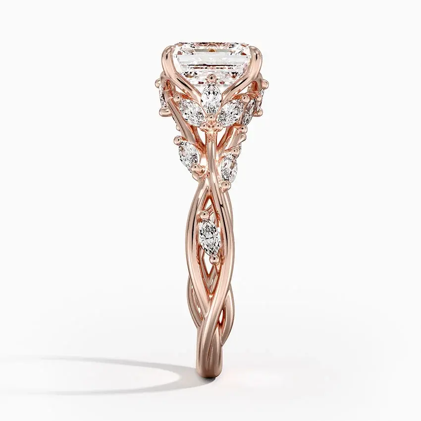Miniatura: Jasmine - 14k Asscher Cut with Twisted Vine Band