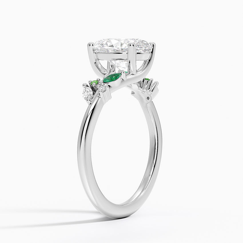Thumbnail: Arden Diamond Ring with Lab Emerald Accents