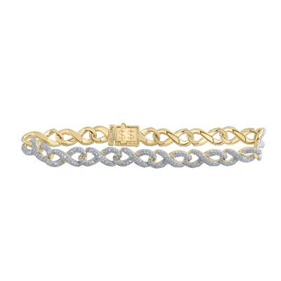 10k Yellow Gold Round Diamond Infinity Link Bracelet 6-1/3 Cttw