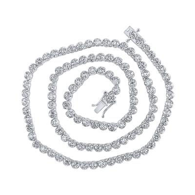 14k White Gold Round Diamond 16-inch Tennis Chain Necklace 9 Cttw