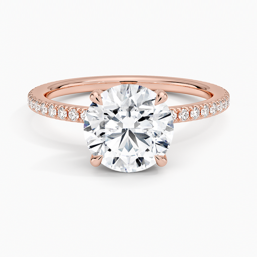 Miniatura: Leyla - 14k Round Center with Studded Claws, Hidden Halo and Pavé Band