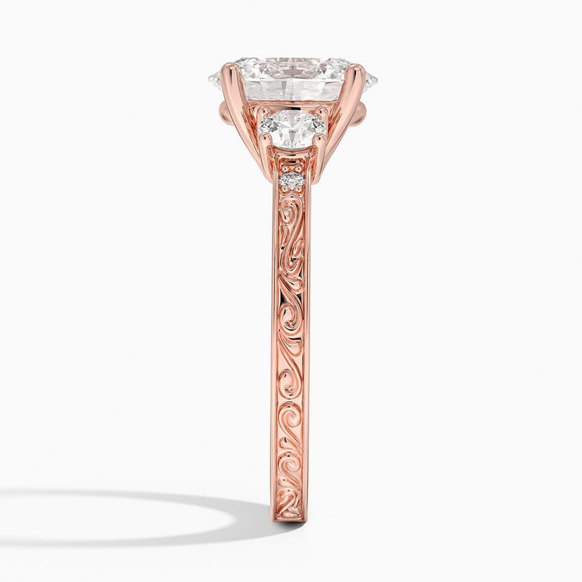 Miniatura: Antique Scroll Three Stone Trellis Diamond Engagement Ring (1/3 ct. tw.)