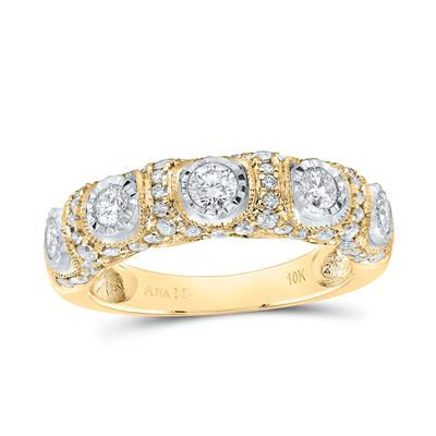 10k Yellow Gold Round Diamond Band Ring 1 Cttw