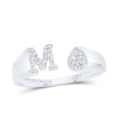 1/8CTW-DIA NK GIFT INITIAL "M" PEAR LADIES RING