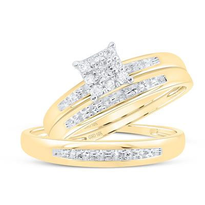 10k Yellow Gold Round Diamond Solitaire Set 1/10 Cttw