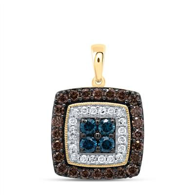 3/4CTW-DIA P1 GIFT COGNAC NATURAL, BLUE-DIA SQUARE PENDANT