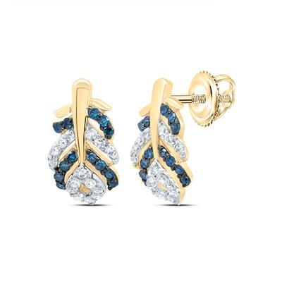 1/6CTW-DIA P1 GIFT BLUE DIA PEACOCK FEATHER STUD EARRING