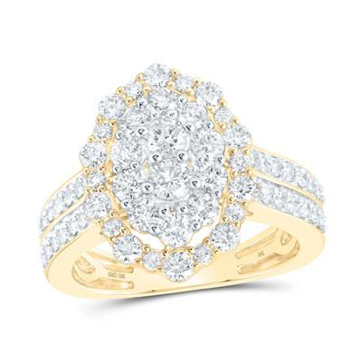 10k Yellow Gold Round Diamond Oval Ring 1-5/8 Cttw