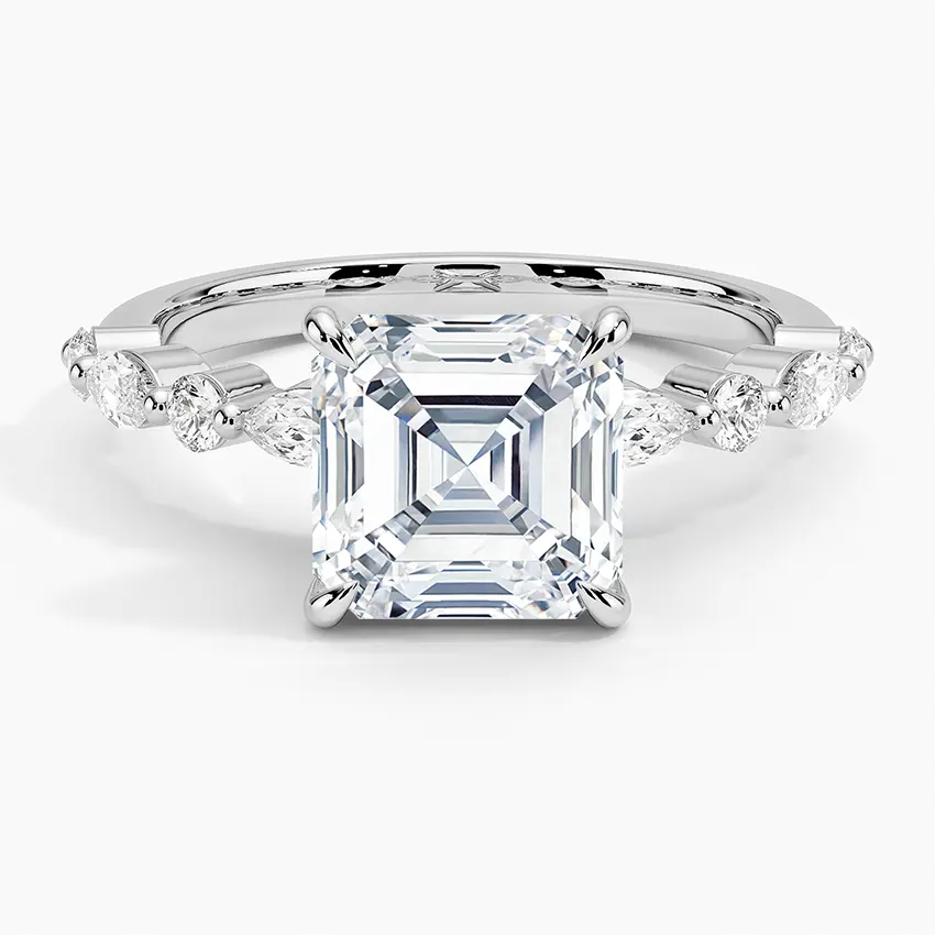Thumbnail: Louise - 14k Asscher Cut with Round and Marquise Band