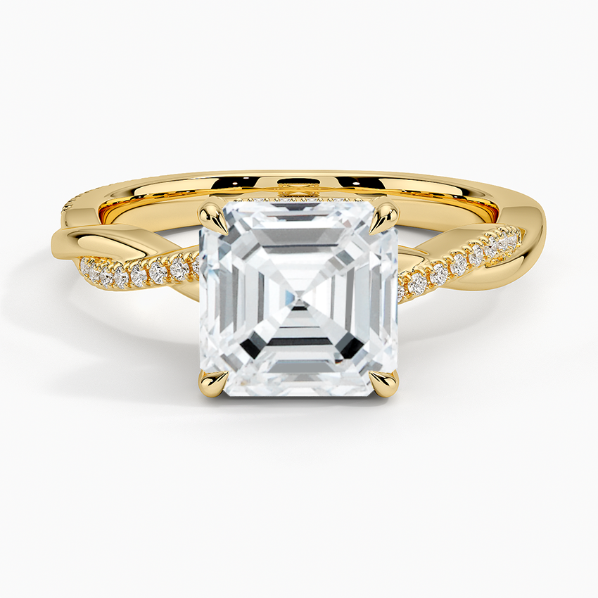 Miniatura: Dannie - 14k Asscher with Twisted Pavé Band and Hidden Halo