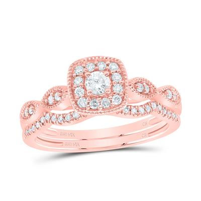 Lucia - 14k Cushion Single Halo Set