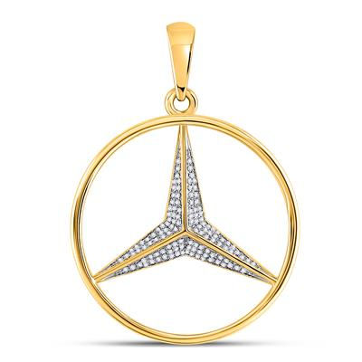 10k Yellow Gold Round Diamond Star Circle Pendant 1/3 Cttw
