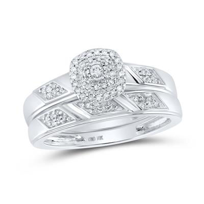 Miniatura: Round Double Halo Cluster Bridal Set