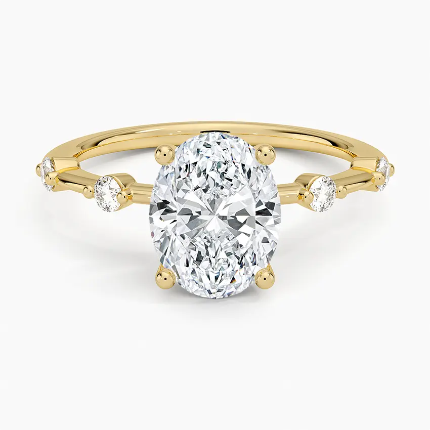 Miniature : Skylar - 14k Oval Cut Center with Round Studded Band