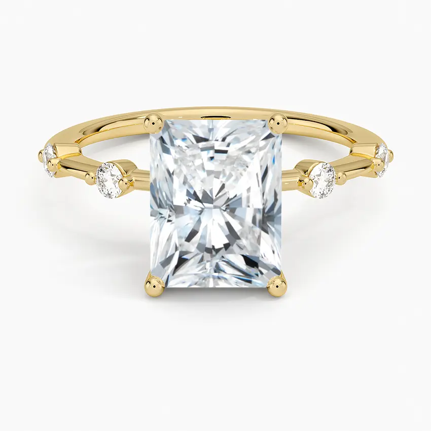 Miniature : Rose - 14k Radiant Cut Center with Round Studded Band
