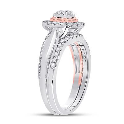 10k Two-tone Gold Round Diamond Bridal Set 1/2 Cttw