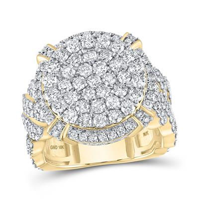 10k Yellow Gold Round Diamond Circle Cluster Ring 4-1/2 Cttw