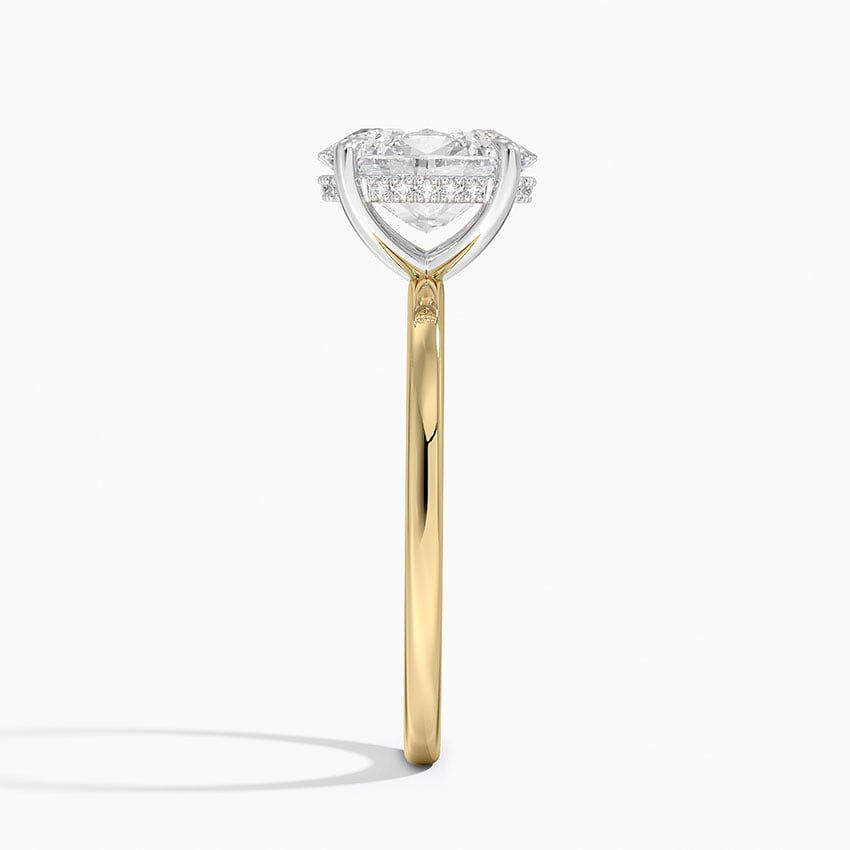 Miniatura: Azelle - 14k Oval Cut Center with White Gold Prongs and Hidden Halo