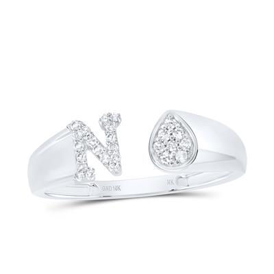 1/8CTW-DIA NK GIFT INITIAL "N" PEAR LADIES RING