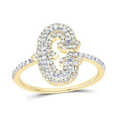 3/8CTW-DIA NK FASHION INITIAL "C" LADIES RING