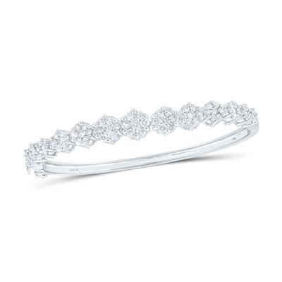 14k White Gold Round Diamond Bangle Bracelet 2-5/8 Cttw