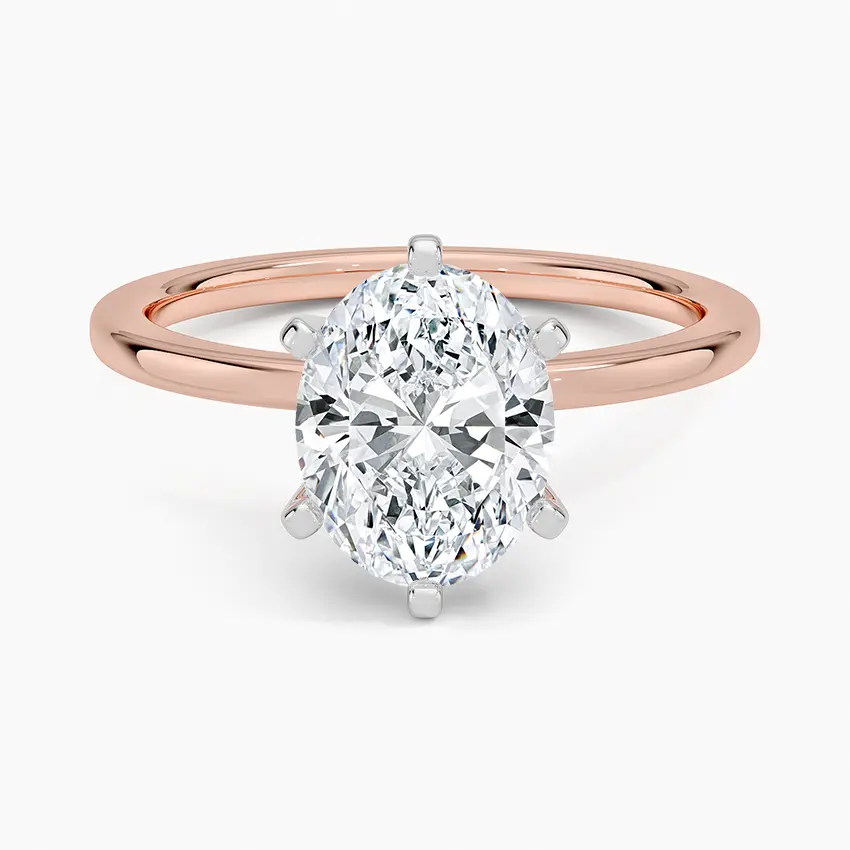 Miniature : Aleyna - 14k Oval Cut Solitaire with Six White Gold Prongs