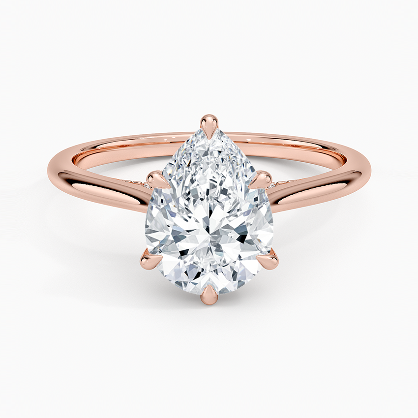 Miniature : Melanie - 14k Pear Shaped Solitaire with Hidden Halo and Studded Bridge