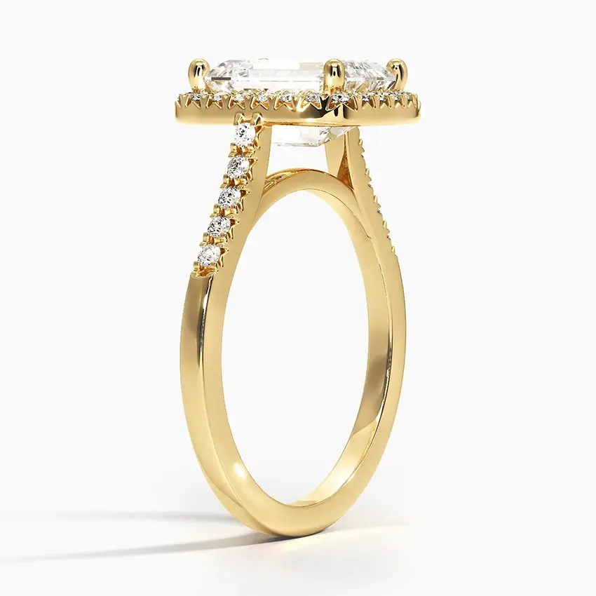 Miniatura: Sonya - 14k Emerald Center with Halo and Pavé Band