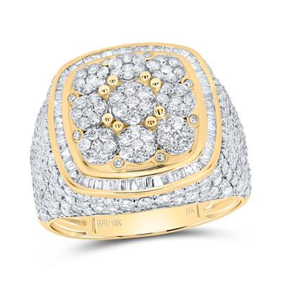 3 CTW-DIA NK CUSHION HEAD FLOWER MENS RING