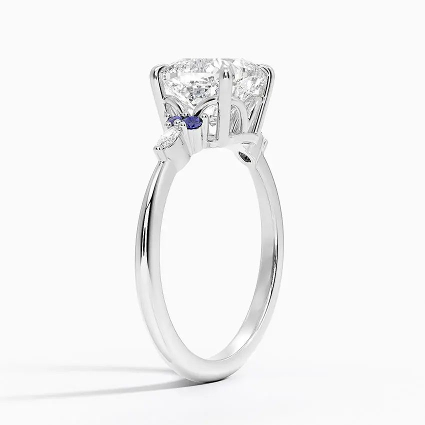 Thumbnail: Elsie - 14k Sapphire Accent Ring with Cushion Center