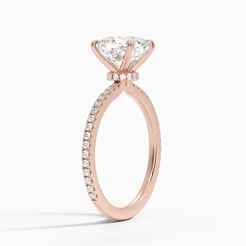 Miniatura: Eloise - 14k Cushion Cut with Pavé Band and Secret Halo