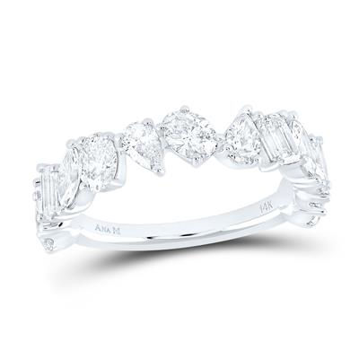 14kt White Gold Pear Emerald Marquise Oval Diamond Band Ring 1-1/3 Cttw